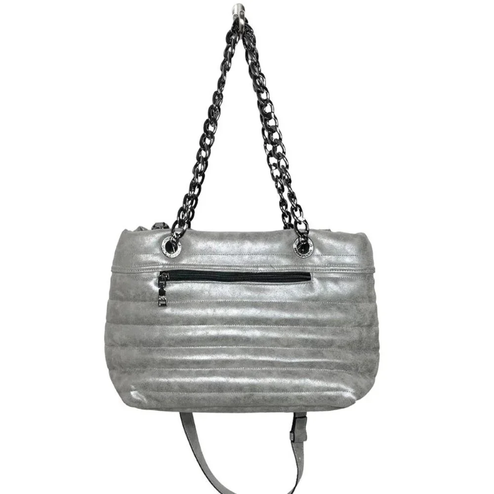 THINK ROYLN Chain Strap Horizontal Stripe Puffy Tote Bag